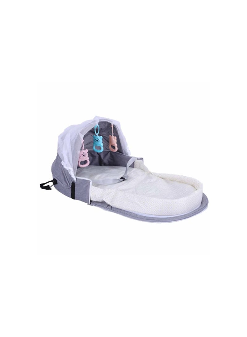 BABY PLUS Baby Carry Coat Portable Foldable Bedside Sleeper Newborn Infant Travel Bed Carrycoat For 0-12 Months Gray