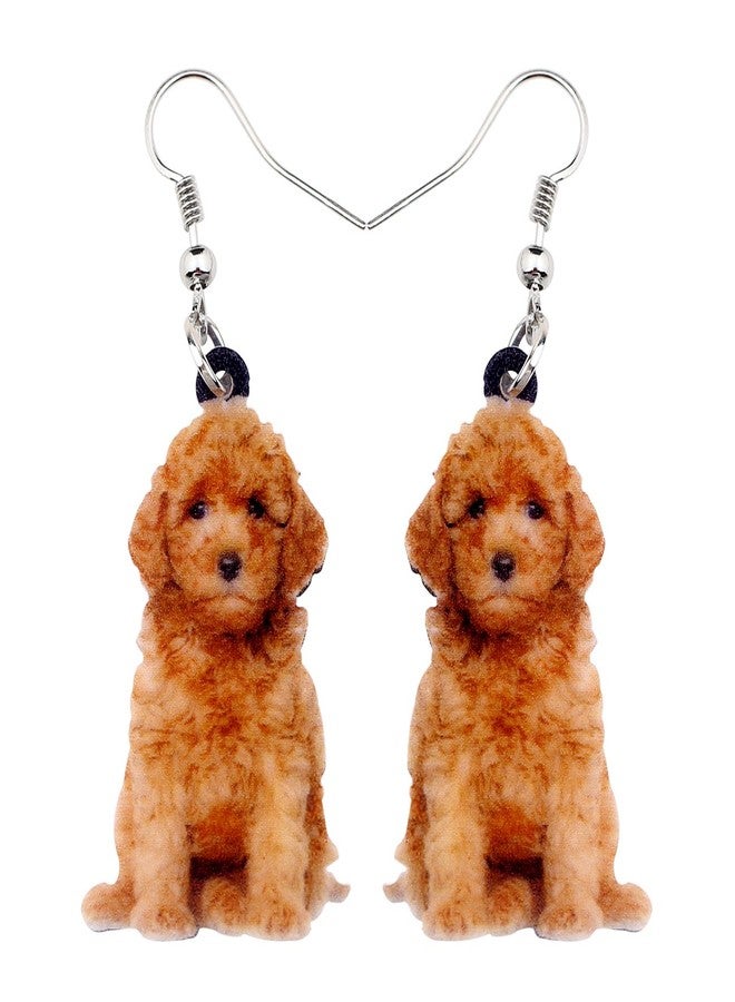 NEWEI Acrylic Cute Basket Dog earrings Drop Dangle Fashion Animal Jewelry For Women Gift Charms (Golden Doodle) - Image 1