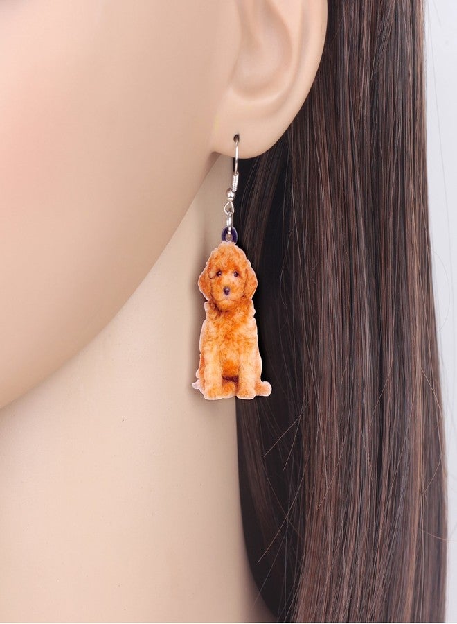 NEWEI Acrylic Cute Basket Dog earrings Drop Dangle Fashion Animal Jewelry For Women Gift Charms (Golden Doodle) - Image 2