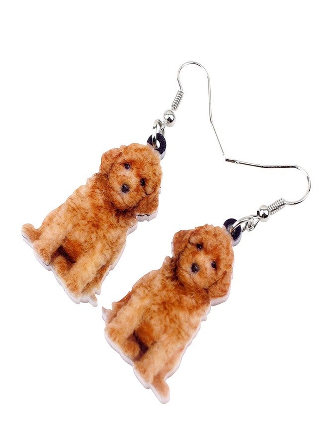 NEWEI Acrylic Cute Basket Dog earrings Drop Dangle Fashion Animal Jewelry For Women Gift Charms (Golden Doodle) - Image 3