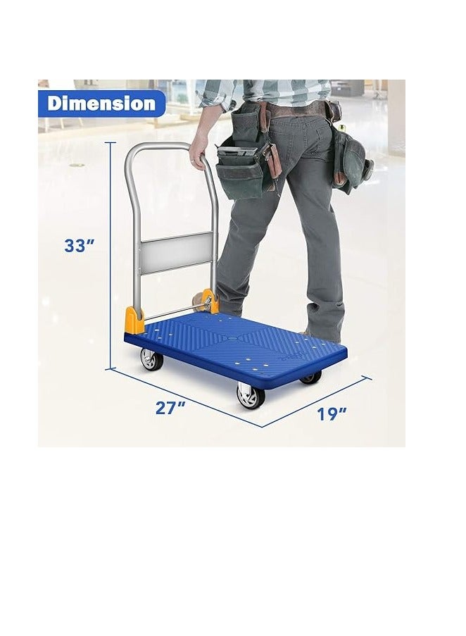Midwest Foldable Platform Trolley Cart with 360° Swivel Wheels | Heavy Duty Rolling Cart with Capacity | Industrial Utility Wagon for Home, Warehouse, and Office Use (200kg Capacity)  - Image 3
