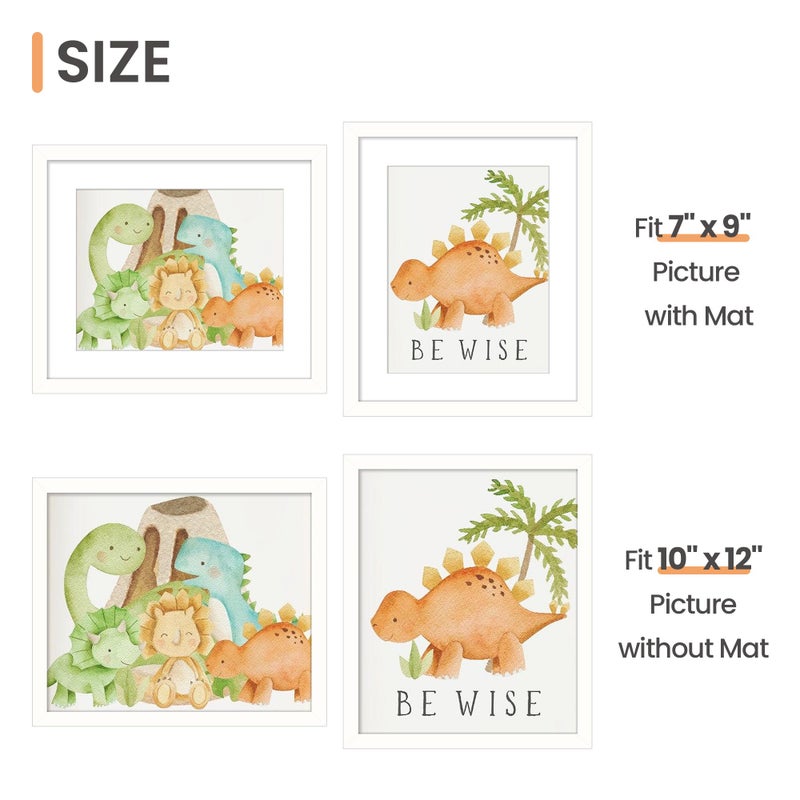 أبس سيمبلز upsimples 10x12 عرض إطار الصورة صور 7x9 مع حصيرة أو 10x12 بدون حائط معلق إطار صورة أبيض 1 حزمة - Image 3