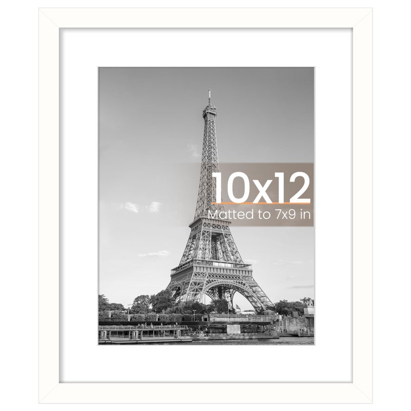 أبس سيمبلز upsimples 10x12 عرض إطار الصورة صور 7x9 مع حصيرة أو 10x12 بدون حائط معلق إطار صورة أبيض 1 حزمة - Image 1
