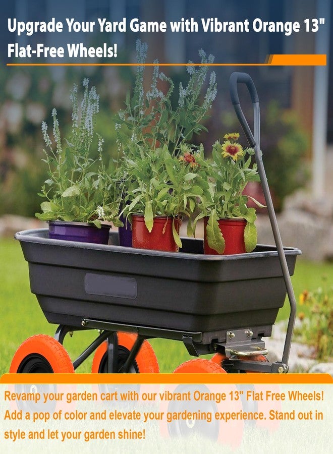 Pontuss 13" Flat Free Wheels Replacement for GOR Garden Cart Tires, 4.00-6 Solid Tires with 5/8"Bearings, 13" No Flat Wheels for GOR Garden Carts/Hand Trucks/Garden Carts（Orange） - Image 3