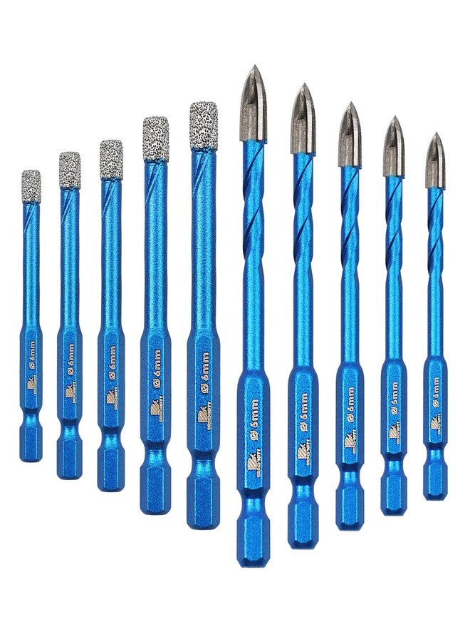 BRSCHNITT Diamond Drill Bit - BRSCHNITT 10pcs 1/4 inch Masonry Drill Bits Set for Porcelain Tile Ceramic Stone Granite Marble,Hex Shank Diamond Hole Saw Drill Bit - Image 1