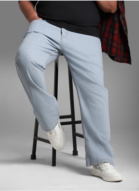 Plus Size Straight Fit Stretchable Jeans by Styli