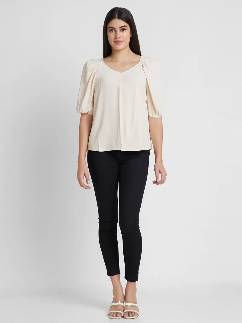 globus Globus Women Puff Sleeve V-Neck Top