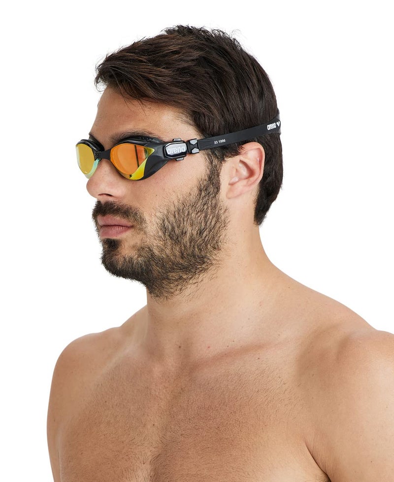 ARENA Unisex Adult Cobra Tri Swimming Goggles for Triathlon and Fitness Swipe Anti-Fog Wide Vision Mirror Lens, Yellow/Copper/Black - Image 5