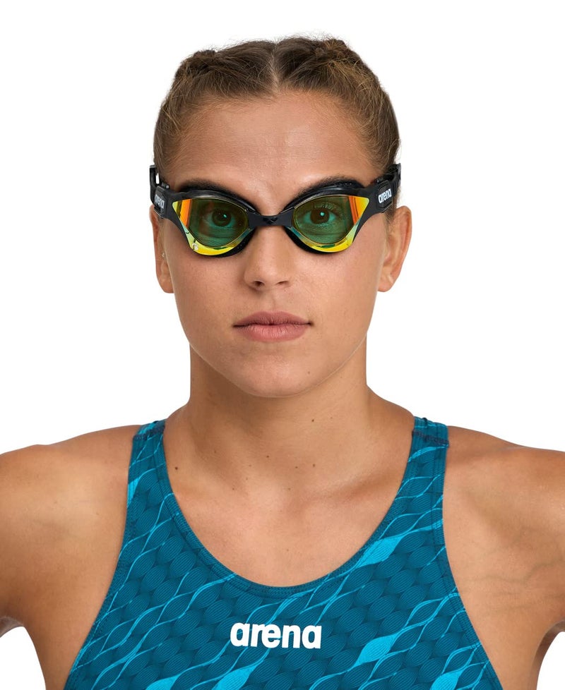ARENA Unisex Adult Cobra Tri Swimming Goggles for Triathlon and Fitness Swipe Anti-Fog Wide Vision Mirror Lens, Yellow/Copper/Black - Image 4