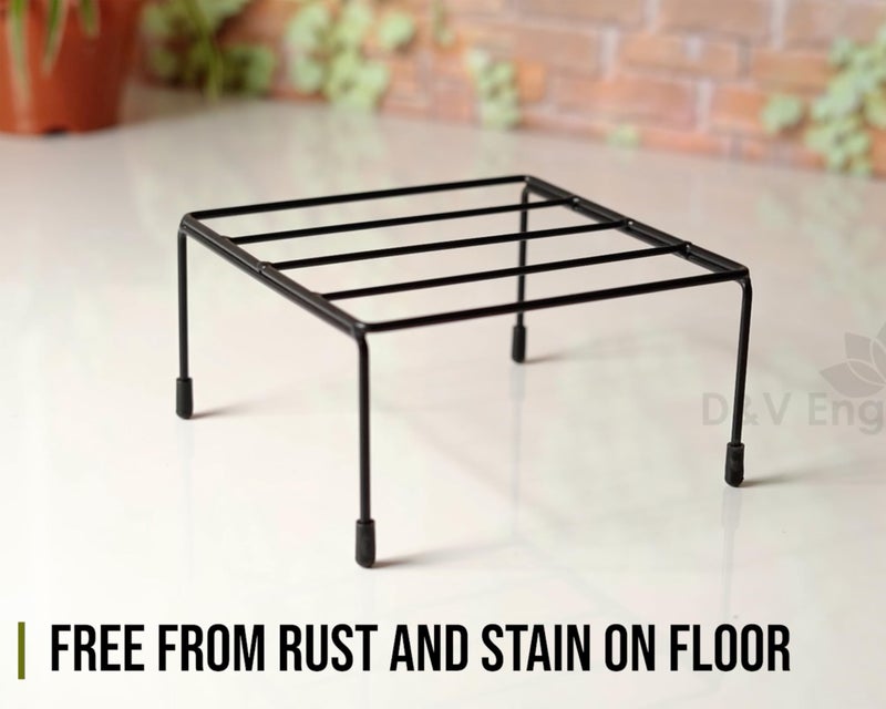 D&V ENGINEERING - Creative in innovation Metal Square Plant Stand Flower Pot Stand, Size: Width-21cm, Height-11.5cm (Pack of -2) Black - Image 3