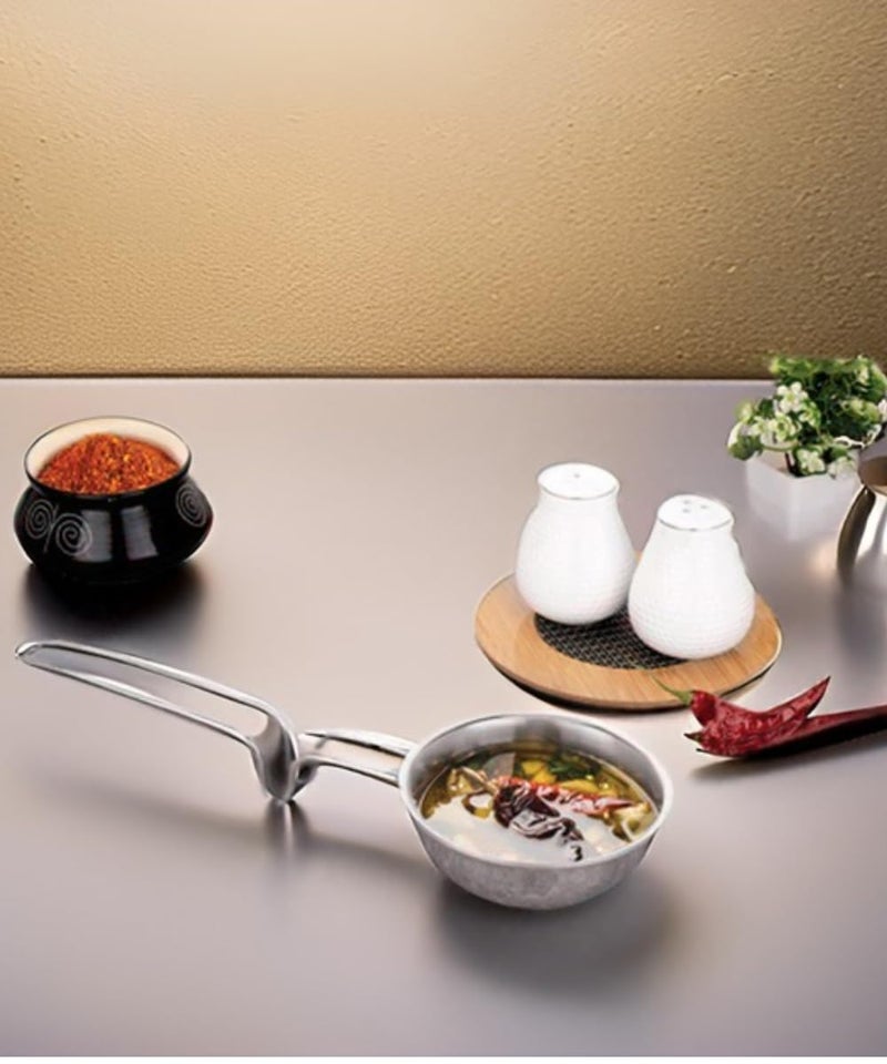 Mishaa Stainless Steel Triply Tadka Pan 300ml Vaghar Pan for Frying Dal Spices Heavy Gauge Flame Gas Stove Safe Long Grip Handle for Easy Use Durable ScratchResistant Design - Image 1