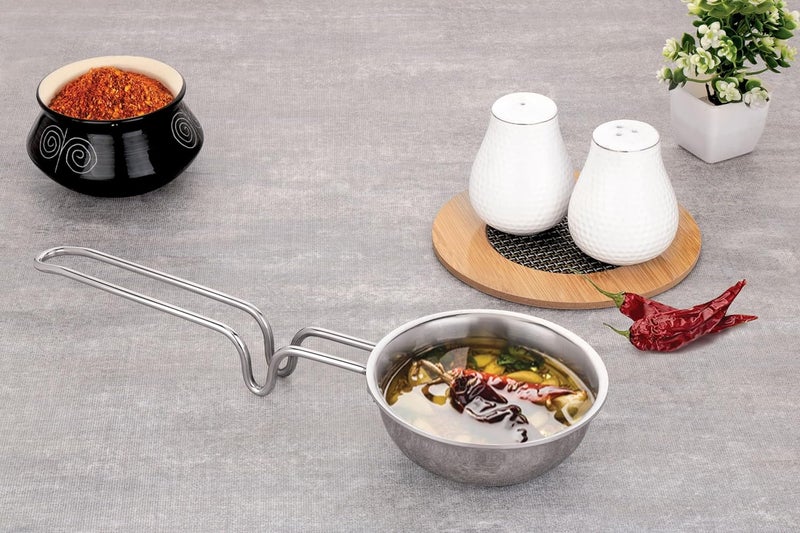 Mishaa Stainless Steel Triply Tadka Pan 300ml Vaghar Pan for Frying Dal Spices Heavy Gauge Flame Gas Stove Safe Long Grip Handle for Easy Use Durable ScratchResistant Design - Image 2