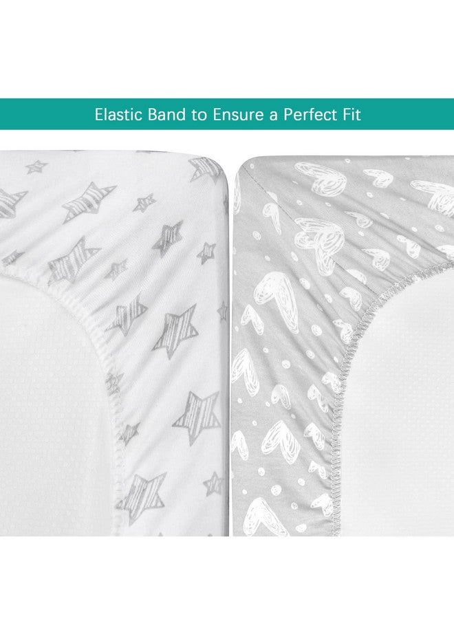 Biloban Waterproof Changing Pad Cover 2 Pack 100% Cotton Change Table Cover Sheets Ultra Soft Unisex White Grey Star Print - Image 3