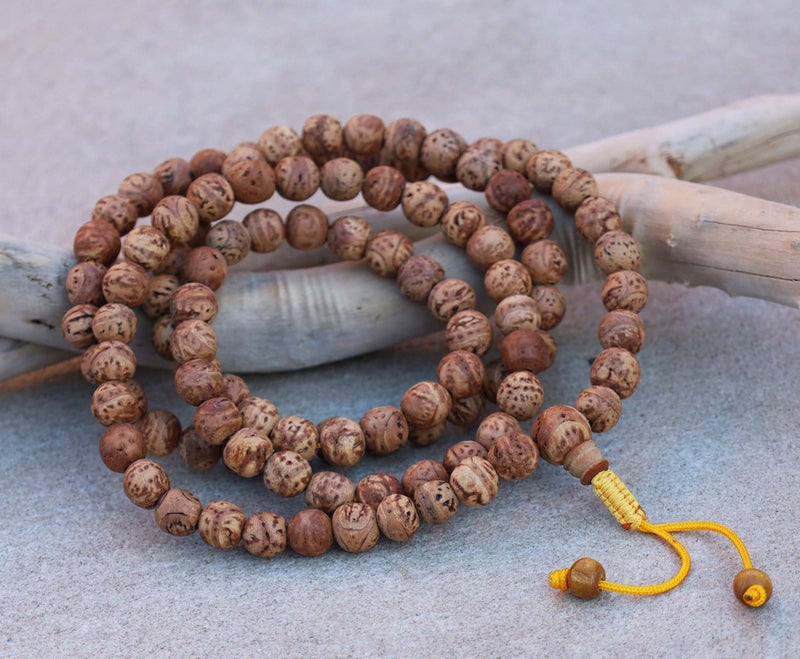 DharmaObjects® Tibetan Buddhist MEDITATION 108 Beads Genuine BODHISEED MALA For Compassion - Image 1