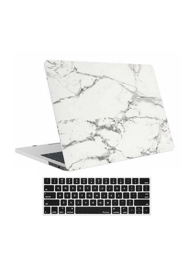 NIBEMINENT Hard Shell Case Cover With Keyboard Skin For Macbook Pro 13 Inch White  - Image 1