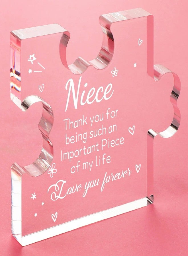 Funnli Niece Gifts from Auntie Acrylic Plaque - Mothers Day Graduation Christmas Anniversary Wedding Valentines Day Birthday Gifts for Niece 3.35 x 2.76 Inch Desk Decorations - Image 1
