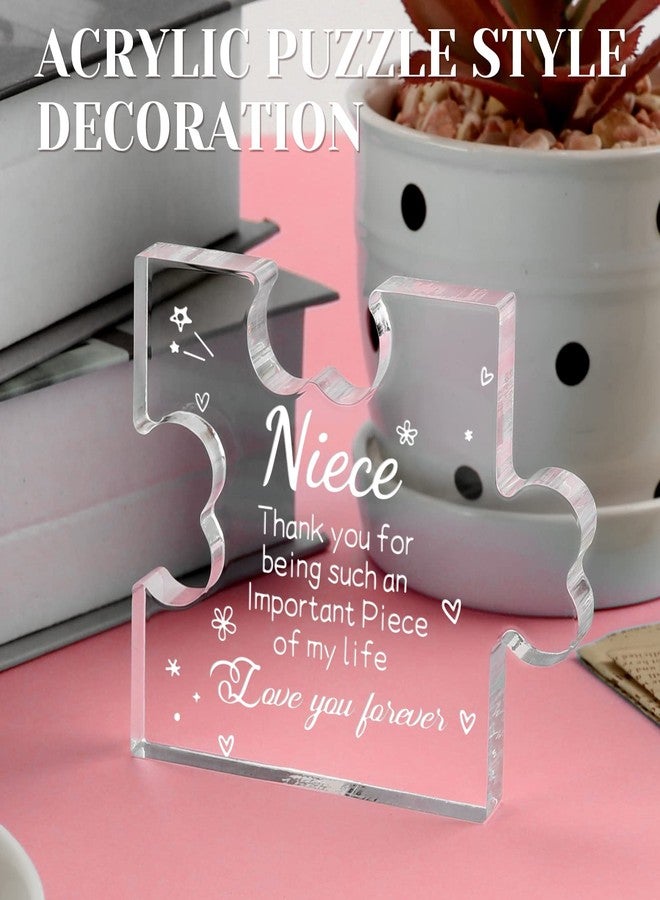 Funnli Niece Gifts from Auntie Acrylic Plaque - Mothers Day Graduation Christmas Anniversary Wedding Valentines Day Birthday Gifts for Niece 3.35 x 2.76 Inch Desk Decorations - Image 3