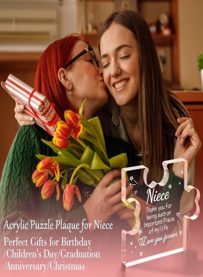 Funnli Niece Gifts from Auntie Acrylic Plaque - Mothers Day Graduation Christmas Anniversary Wedding Valentines Day Birthday Gifts for Niece 3.35 x 2.76 Inch Desk Decorations - Image 4