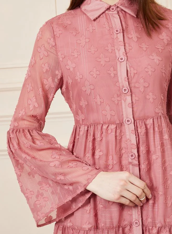 Styli Tiered Chiffon Dress