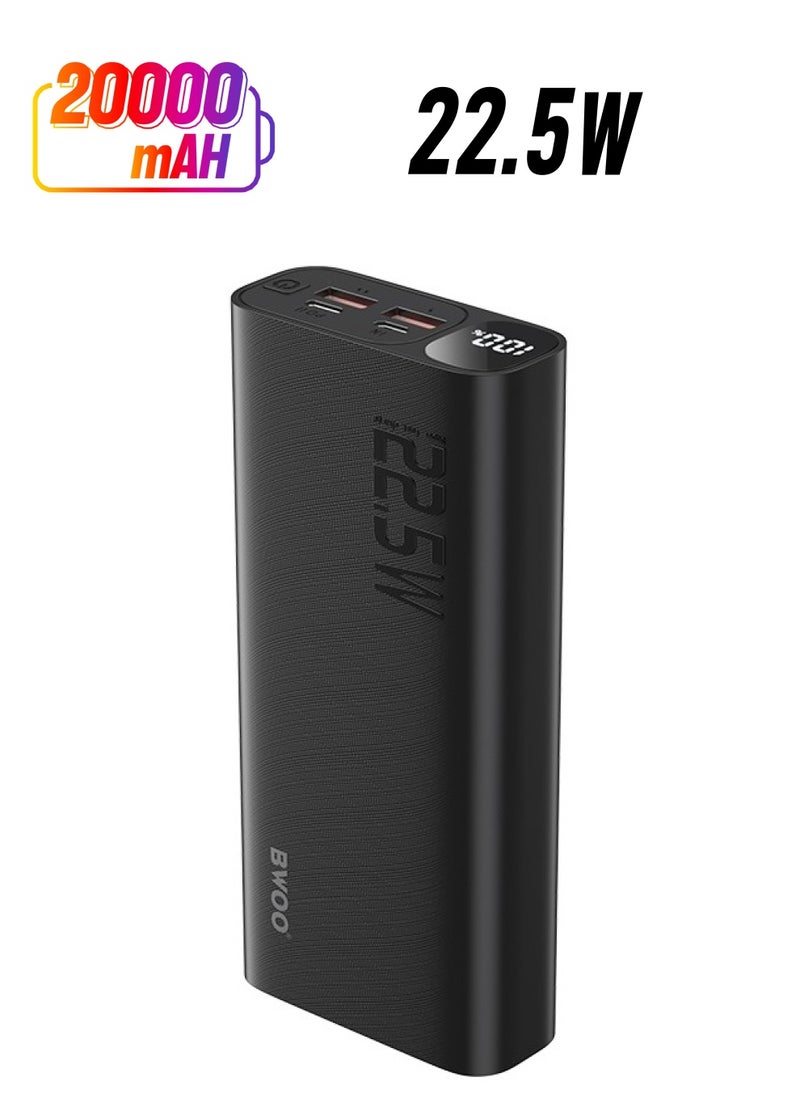 BWOO Bwoo Fast Powerbank, 20000mAh PD 22.5W Fast Charging Digital Display Power Bank for Iphone & Android Phones  - Image 1