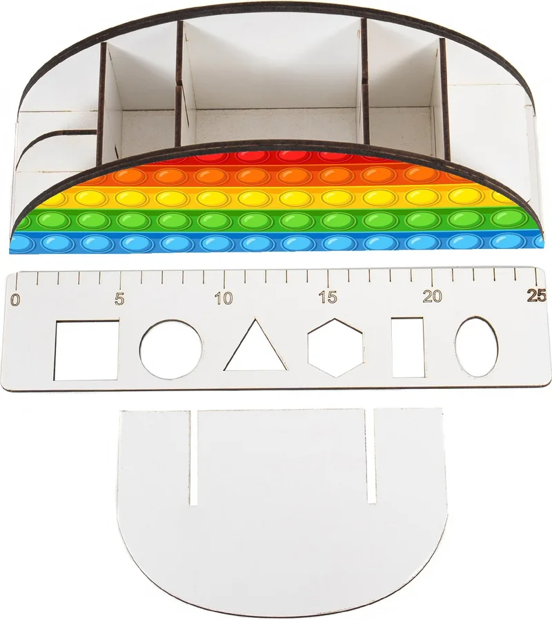 نوتبا Wooden Vip Popit Rainbow Ruler Desktop Pencil Holder Organizer For Kids VIP70