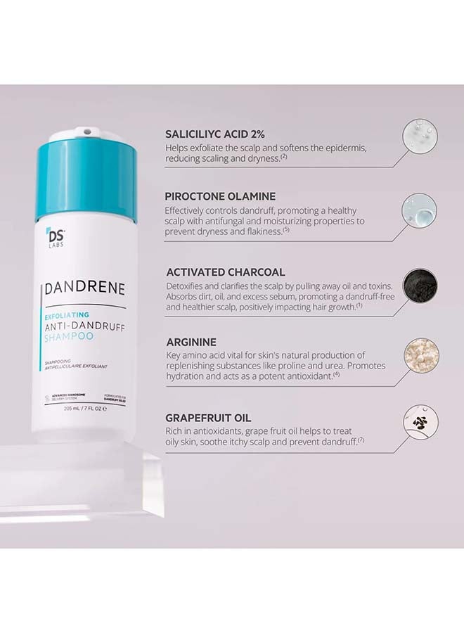 ds labs Dandrene Exfoliating Anti-dandruff Shampoo - for Flaky, Itchy Scalp, Exfoliating Shampoo for Dry Scalp, Seborrheic Dermatitis & Scalp Psoriasis, Color Safe, Sulfate Free, With Nanosome Technology 205ml - Image 3