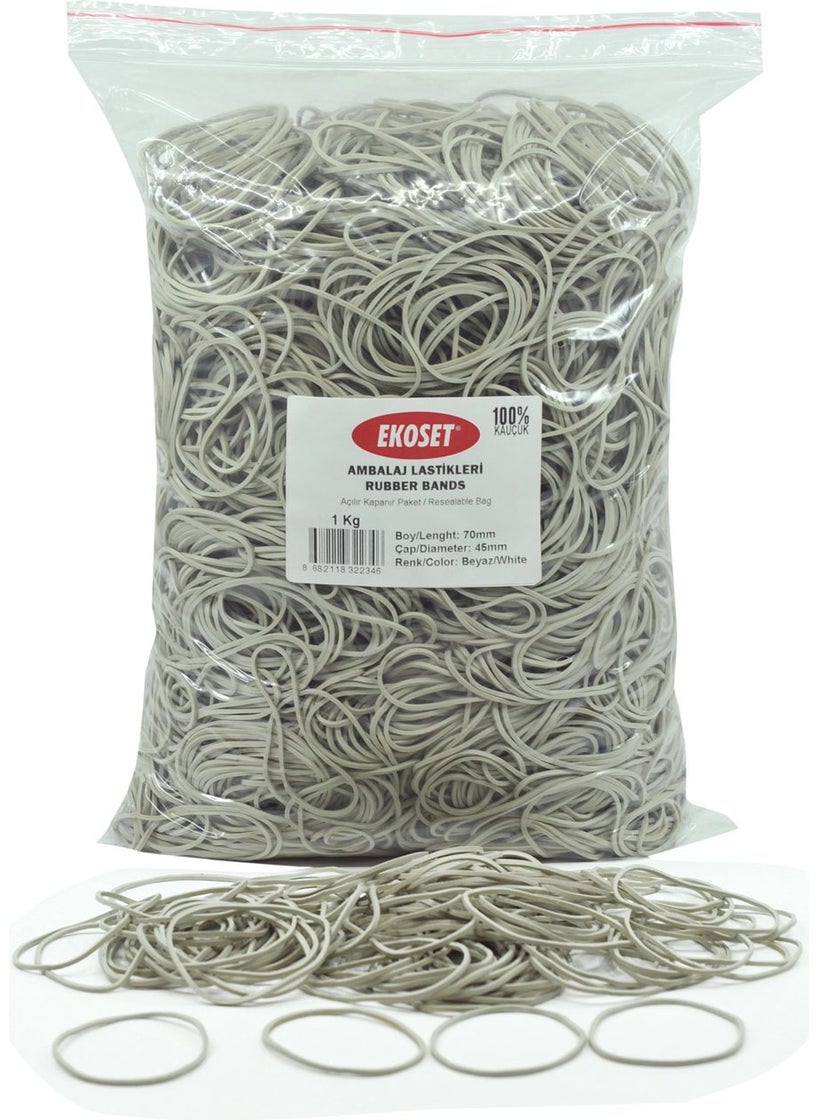 Ekoset Rubber Colorful Packaging Money Rubber White 70 mm 1Kg  - Image 1