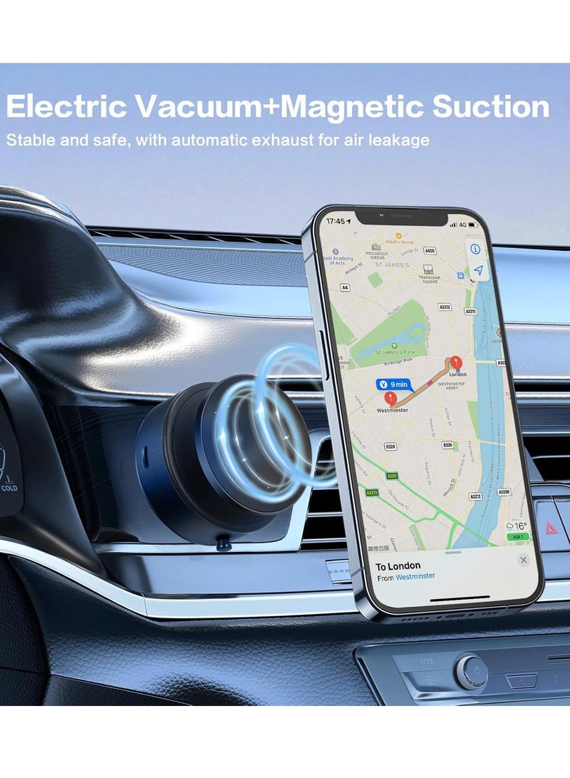 DUSALA 360 Rotatable Car Magnetic Phone Holder, Electric Vacuum Magnetic Suction Car Phone Mount, Electric Suction Cup Phone Mount, Strong Suction for Car Gym Bath Shower & All Smooth Surface Black - Image 4