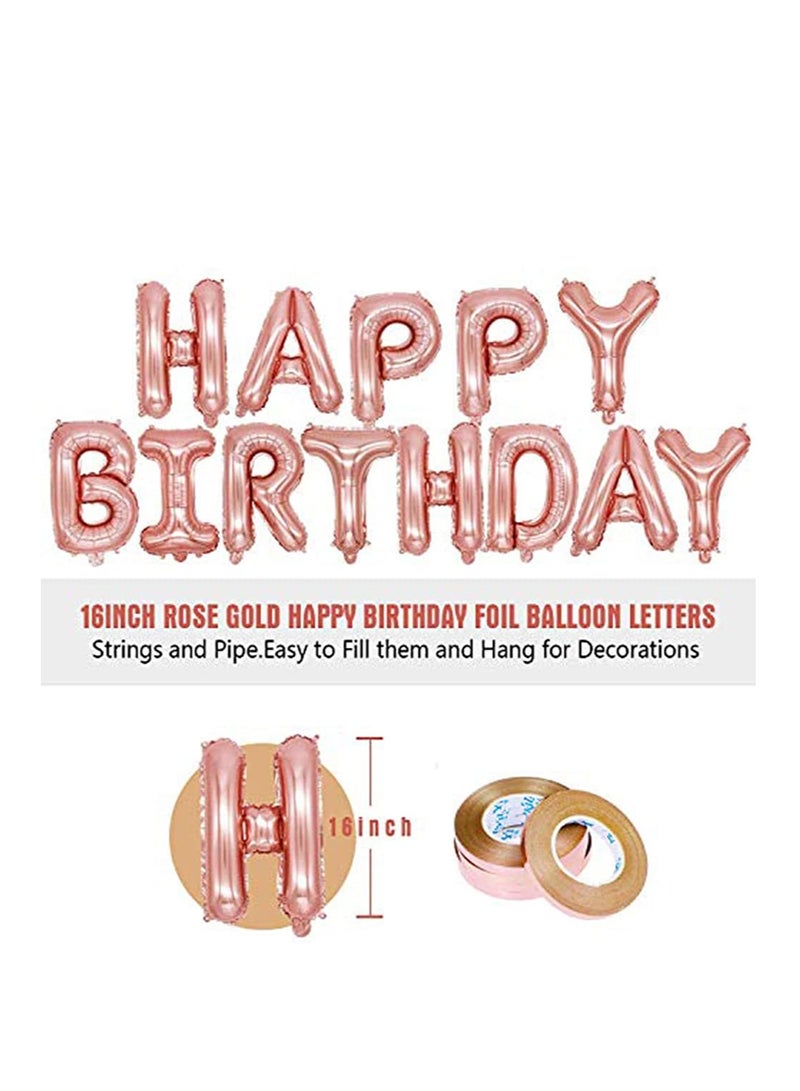 KASTWAVE Birthday Balloon Set Rose Gold Birthday Party Decorations Kit Birthday Party Supplies with Banners, Confetti Balloons, Heart Foil Balloons,Star Balloons great for Men Women Birthday Party - Image 2