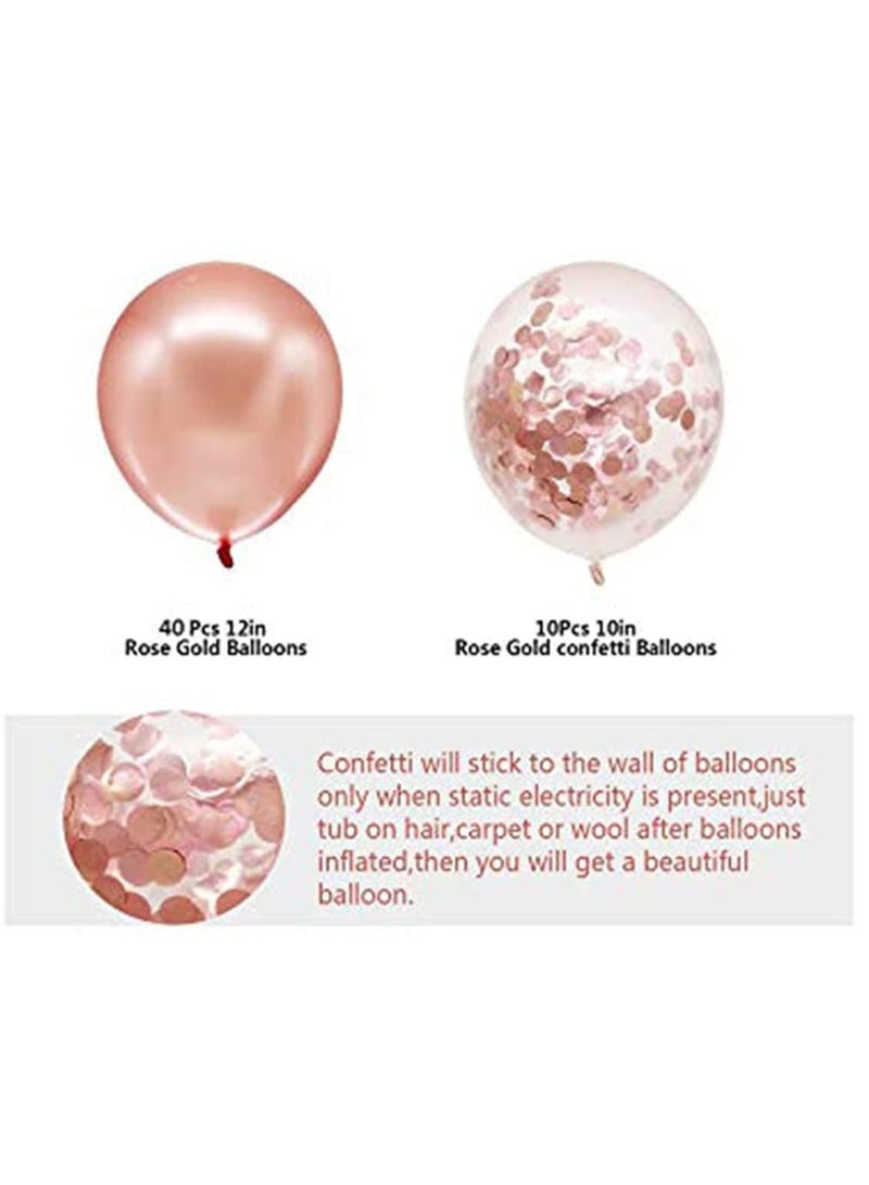 KASTWAVE Birthday Balloon Set Rose Gold Birthday Party Decorations Kit Birthday Party Supplies with Banners, Confetti Balloons, Heart Foil Balloons,Star Balloons great for Men Women Birthday Party - Image 4