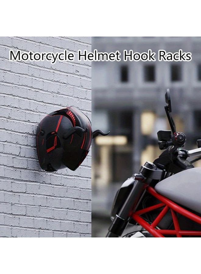 1pc Multi Purpose Helmet Holder Rack Black Wall Mounted Storage Hook For Motorcycle Helmets Luggage Jackets Kitchen Cabinets And Shelves With Space Saving Design And Durable Construction Christmas Gift Decor - Image 2