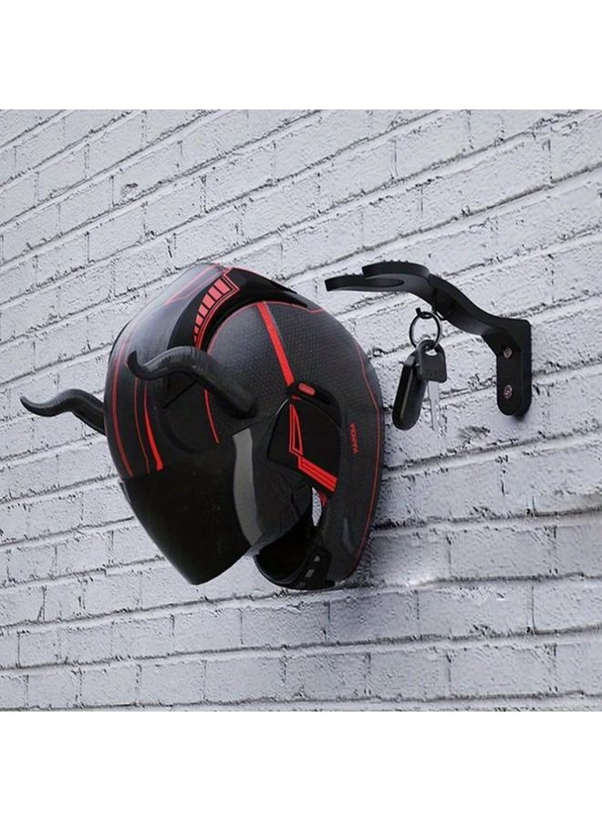 1pc Multi Purpose Helmet Holder Rack Black Wall Mounted Storage Hook For Motorcycle Helmets Luggage Jackets Kitchen Cabinets And Shelves With Space Saving Design And Durable Construction Christmas Gift Decor - Image 4