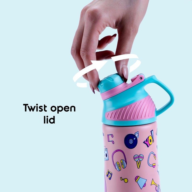 Rabitat ZYLO Vacuum Insulated Water Bottle Miss Butters 550ml | 2 Years Brand Warranty | Water Bottle for School Kids | Thermos Flask | Upto 24 hrs Hot and Cold Steel Water Bottle | ISI Certified - Image 3