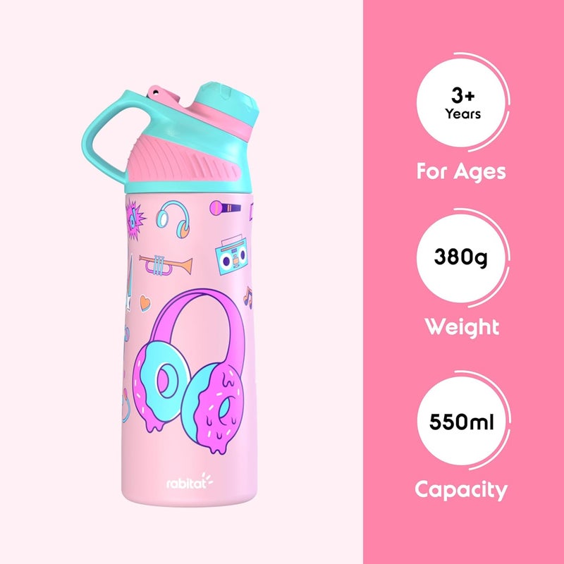 Rabitat ZYLO Vacuum Insulated Water Bottle Miss Butters 550ml | 2 Years Brand Warranty | Water Bottle for School Kids | Thermos Flask | Upto 24 hrs Hot and Cold Steel Water Bottle | ISI Certified - Image 2