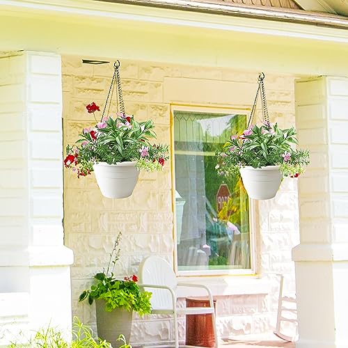 RooTrimmer Plant Pots Set of 5, 10" Outside Diameter Flower Pots, 8.5" Inner Diameter Plant Planters with Drainage Hole, Durable Garden Pots Perfect for Indoor & Outdoor Plant Planting, Decor, White - Image 2