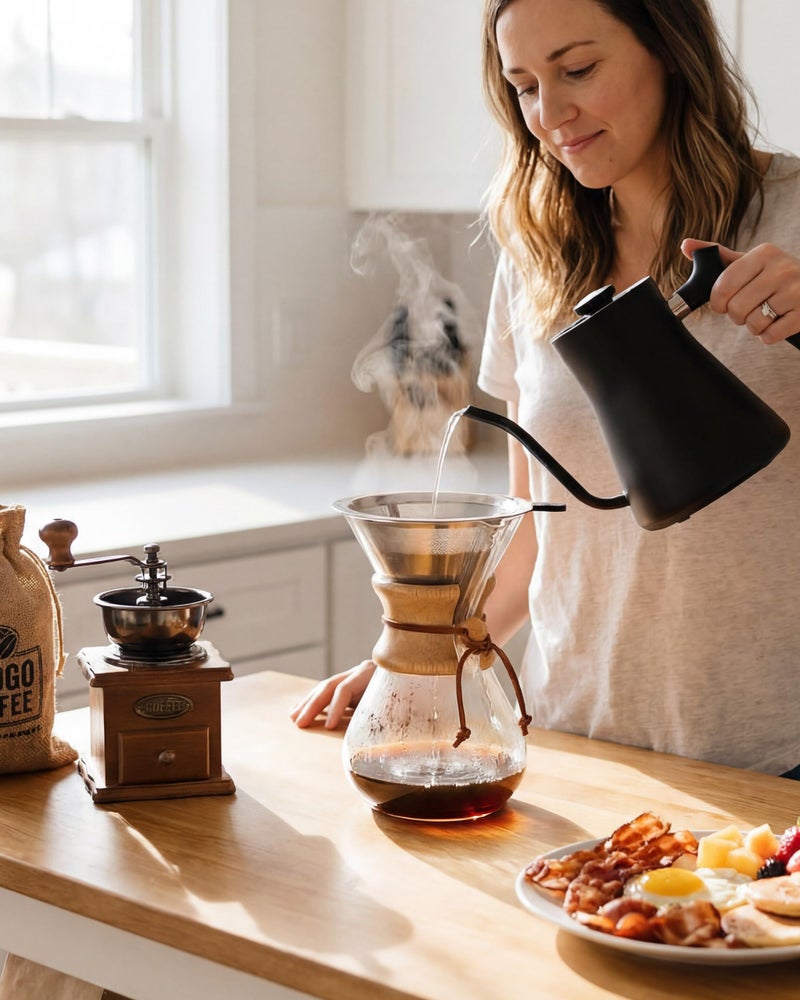 AGOGO Pour Over Coffee Maker Glass - 6/8/10 Cup Barista Kit with 304 Stainless Filter for Home, Office, Camping, Cafes - Easy Clean Coffee Dripper Set (Rag&Brush Included) (8 Cup/28 oz) - Image 3