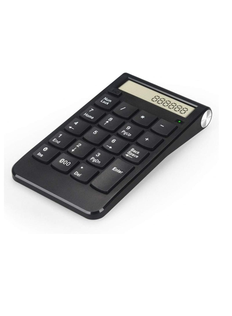 20 Keys Wireless Numeric Keypad, Portable 2.4GHz Wireless Keyboard, with Calculator Function, Suitable for Computers and Laptops with Universal USB Charged with System