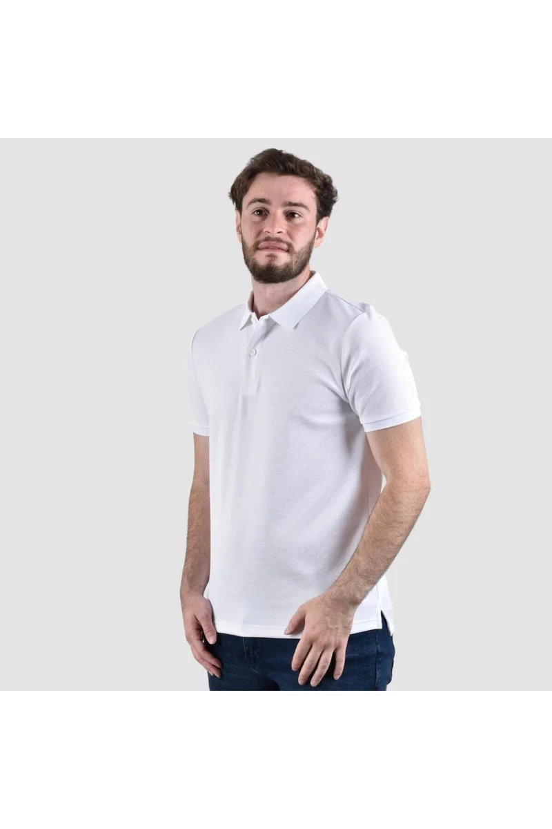 جيوردانو قميص بولو رجالي أبيض وافل