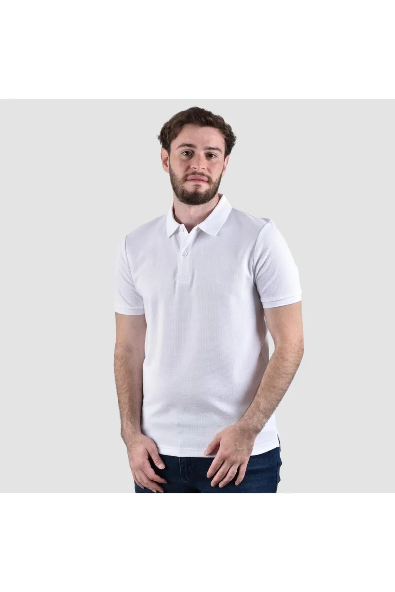 جيوردانو قميص بولو رجالي أبيض وافل