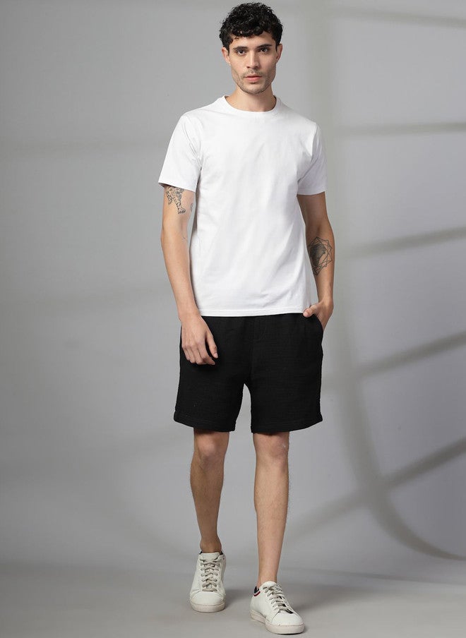 Rue Collection شورتات قطنية منسوجة سوداء بتصميم عادي للرجال - Image 5