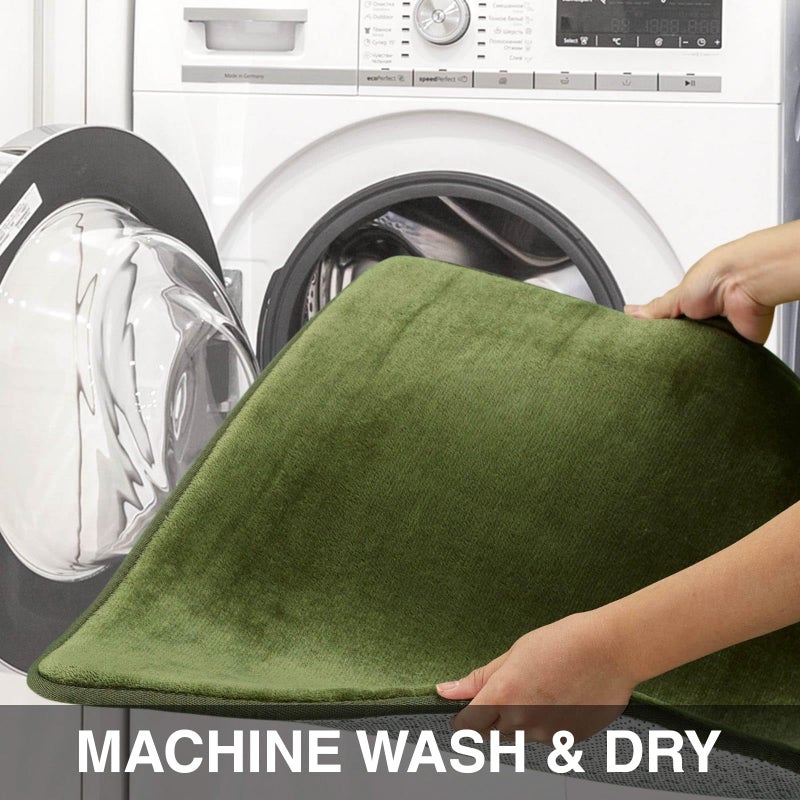 Genteele Memory Foam Bath Mat Non Slip Absorbent Super Cozy Velvet Bathroom Rug Carpet (17 inches X 24 inches, Green) - Image 3