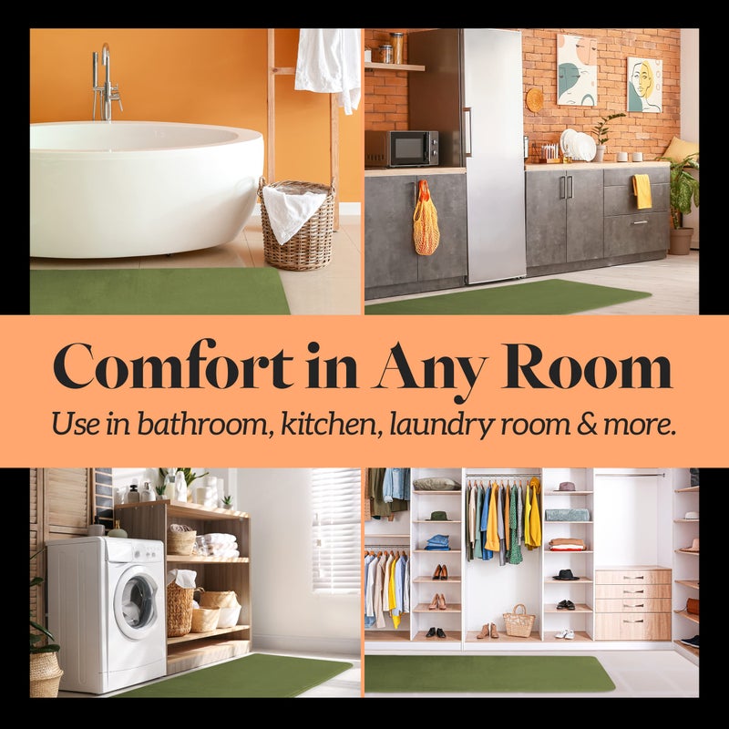 Genteele Memory Foam Bath Mat Non Slip Absorbent Super Cozy Velvet Bathroom Rug Carpet (17 inches X 24 inches, Green) - Image 5