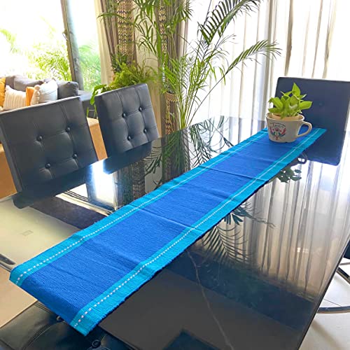 RANGBHAR Cotton Table Runner For 6 Seater Dining Table, Heat Resistant Striped Table Runners For Living/Dining Room , 12 X 72 Inches , Navy Blue, Large - Image 1