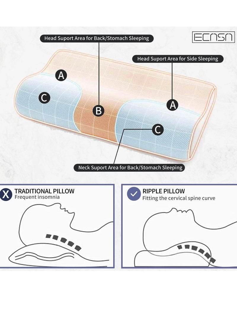 Memory Foam Neck Pillow, Contour Memory Foam Side and Back Sleepers Bed Pillow- Sleeping Pillows for Adults - Image 5