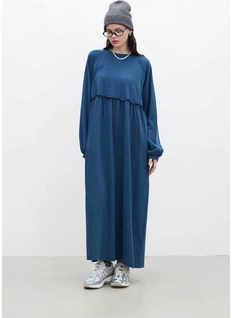 مانوكا Oversize Pleated Dress Indigo