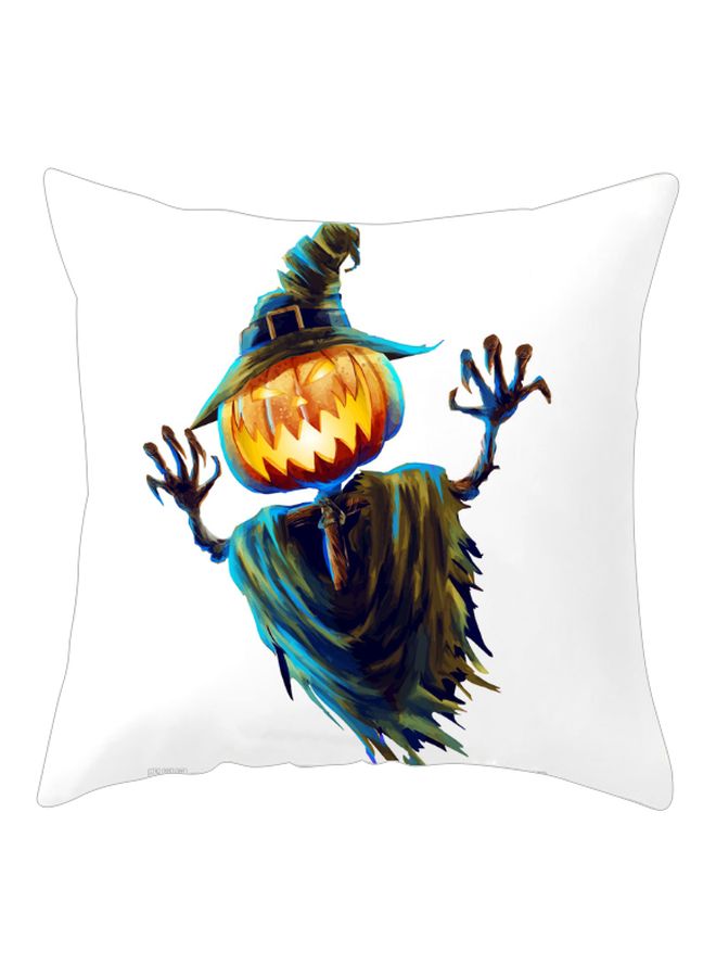 NIBEMINENT Halloween Printed Cushion Cover White/Green/Orange 45x45cm
