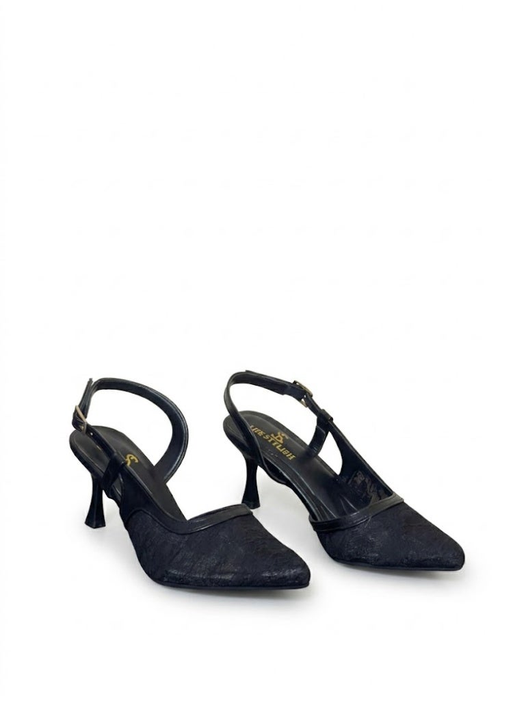 لايف ستيلاش  أحذية كعب دانتيل مع إبزيم F-611 - أسود - Image 2