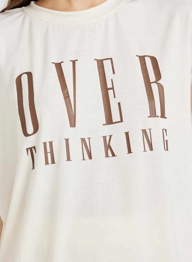 Take Two Take Two Slogan Print Round Neck T-Shirt and Midi Skirt Co-Ords  - Image 3