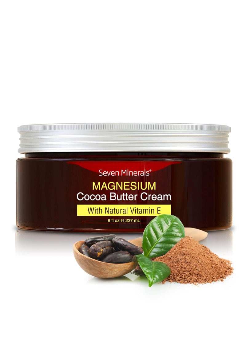 Seven Minerals - Seven Minerals, Natural Magnesium Cream for Pain Calm, Leg Cramps, Sleep & Muscle Soreness With Moisturizing Organic Cocoa Butter & Vitamin E - No Harmful Ingredients USA Made Safe for Kids (8 fl oz) - Image 1