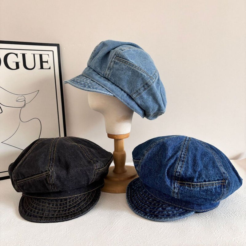 Denim Beret Women  Spring Washed Distressed Painter Hat Cotton - Image 3